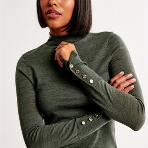 Abercrombie Mock Neck Long-Sleeve with Button Cuff